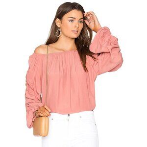 Womens off‎ shoulder top size XS long sleeve pink ruffle elastic pretty softgirl